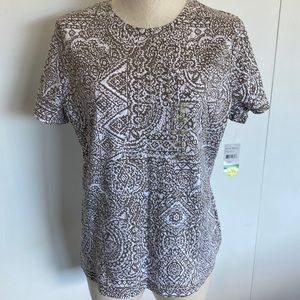 Studio Works Brown and White Patterned Top